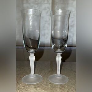 2 Frosted stemmed champagne flutes.  8.5”